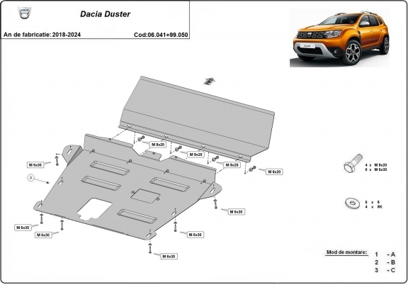 Steel sump guard for Dacia Duster - promotional package