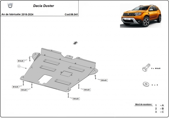 Steel sump guard for Dacia Duster