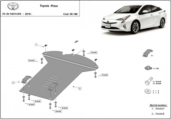 Steel catalytic converter guard/cat lock for Toyota Prius