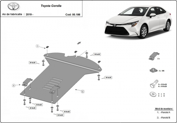 Steel catalytic converter guard/cat lock for Toyota Corolla