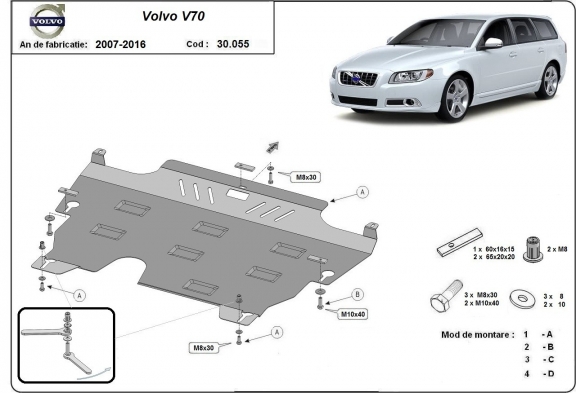 Steel sump guard for Volvo V70