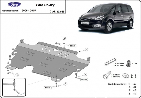 Steel sump guard for Ford Galaxy 2