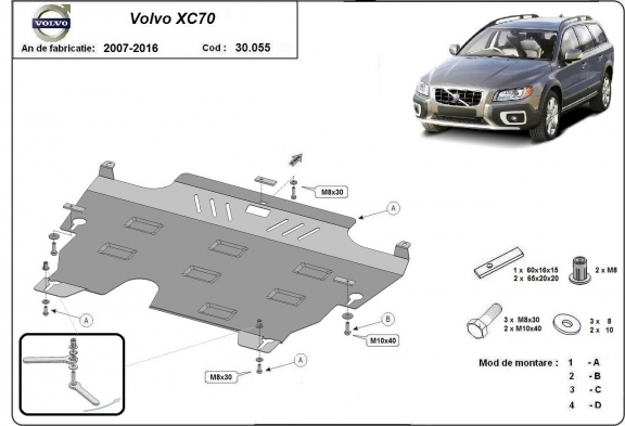 Steel sump guard for the protection of the engine and the gearbox for Volvo XC70