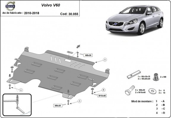 Steel sump guard for Volvo  V60