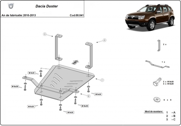 Steel differential guard for Dacia Duster