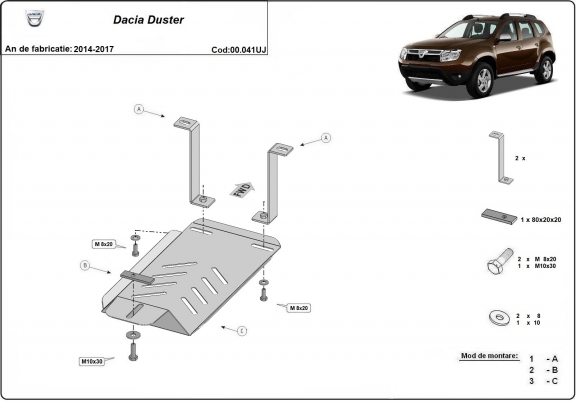 Steel diferential guard for Dacia Duster 4x4