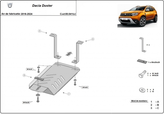 Steel diferential guard for Dacia Duster 4x4