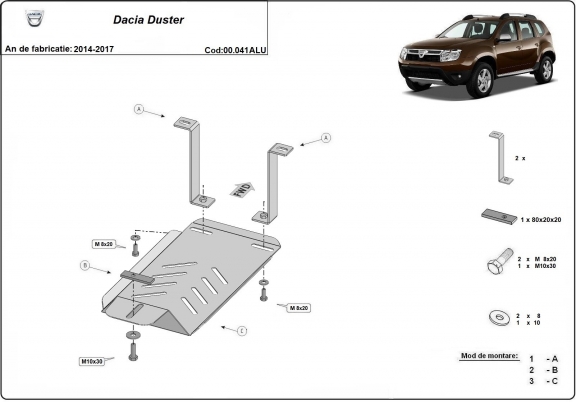 Aluminum diferential guard for Dacia Duster 4x4