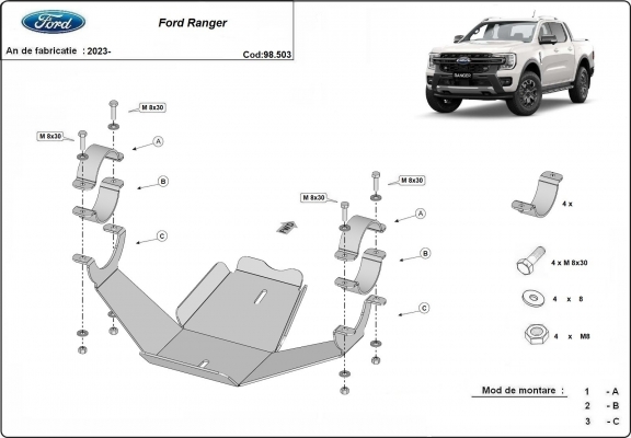 Steel differential guard for Ford Ranger