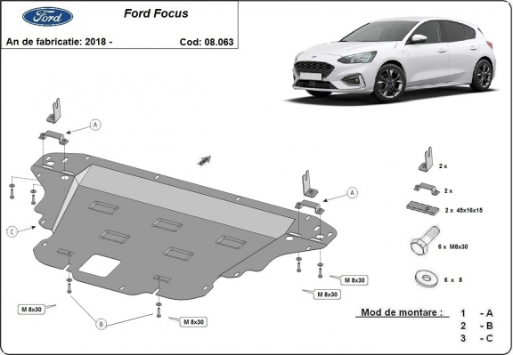 Steel sump guard for Ford Focus 4