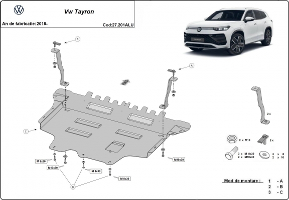 Aluminum sump guard for VW Tayron