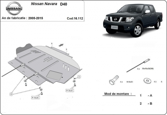 Steel sump guard for Nissan Navara D40