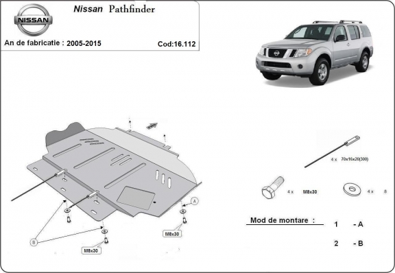 Steel sump guard for Nissan Pathfinder
