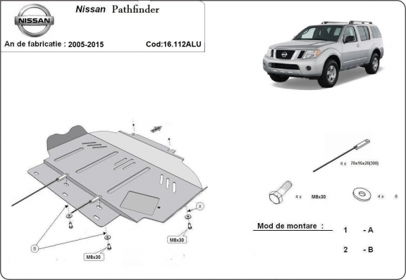 Aluminum sump guard for Nissan Pathfinder