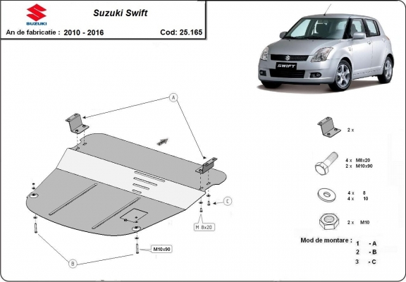 Steel sump guard for Suzuki Swift 3