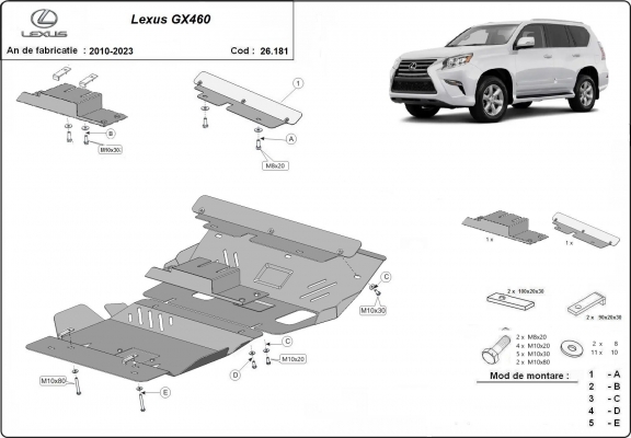 Steel sump guard for Lexus GX460