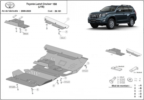 Steel sump guard for Toyota Land Cruiser 150