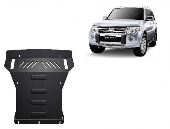 Steel sump guard for the protection of the engine and the radiator for Mitsubishi Shogun 4 (V80, V90)