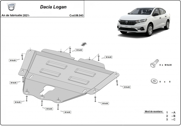 Steel sump guard for Dacia Logan 