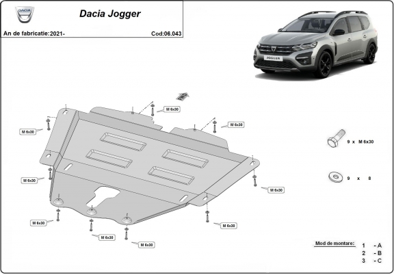 Steel sump guard for Dacia Jogger