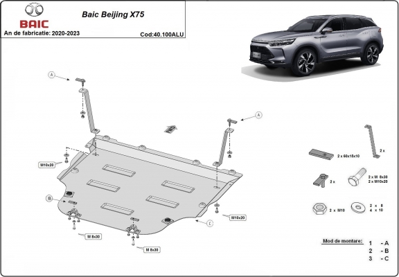Aluminum sump guard for BAIC Beijing X75