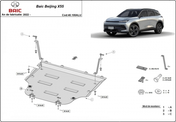 Aluminum sump guard for BAIC Beijing X55