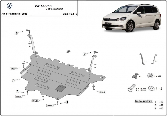 Steel sump guard for VW Touran - manual gearbox