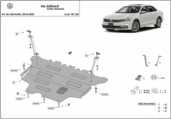 Steel sump guard for VW Passat Alltrack - manual gearbox