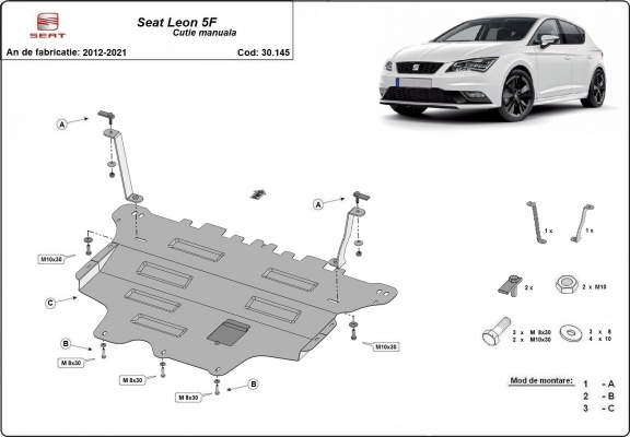 Steel sump guard for Seat Leon Mk3