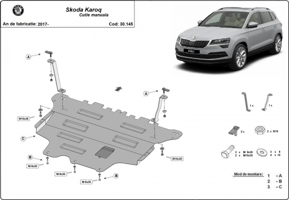 Steel sump guard for Skoda Karoq - manual gearbox