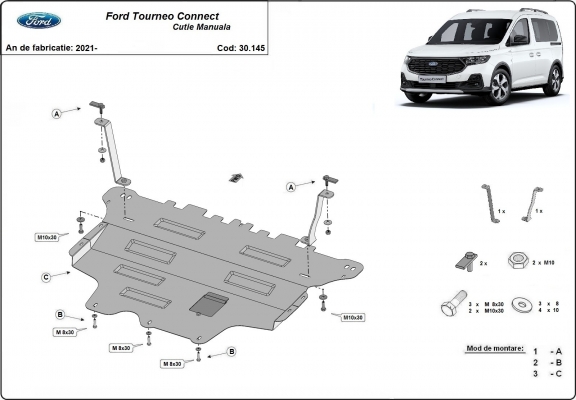 Steel sump guard for Ford Tourneo  Connect