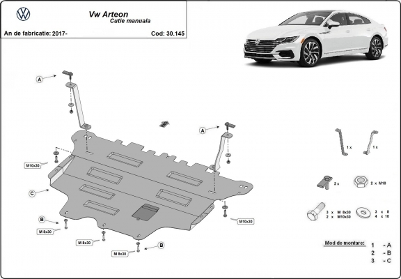 Steel sump guard for VW Arteon - manual gearbox