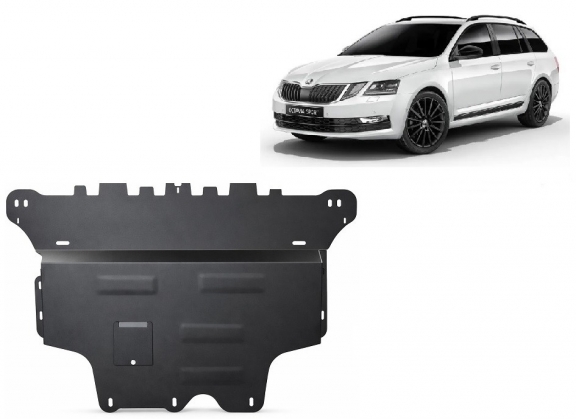 Steel sump guard for the protection of the engine and the gearbox for Skoda Octavia 3 - automatic gearbox