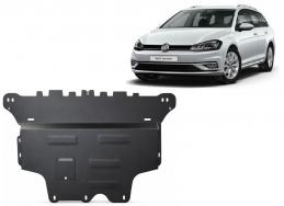 Steel sump guard for the protection of the engine and the gearbox for VW Golf 7 - automatic gearbox