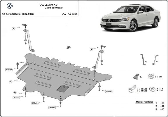 Steel sump guard for VW Passat Alltrack - automatic gearbox