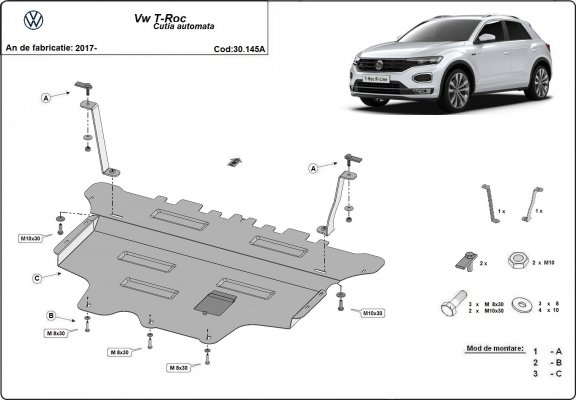 Steel sump guard for Volkswagen T-Roc - automatic gearbox