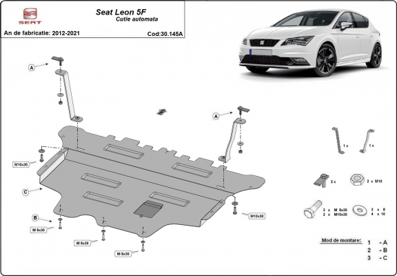 Steel sump guard for Seat Leon Mk3 - Automatic gearbox