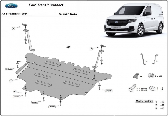 Aluminum sump guard for Ford Transit Connect