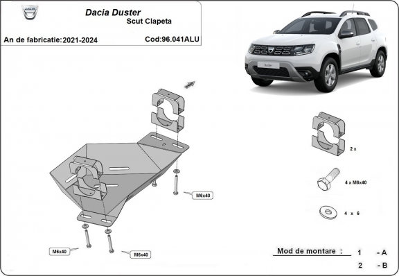 Aluminium EGR valve guard  for Dacia Duster
