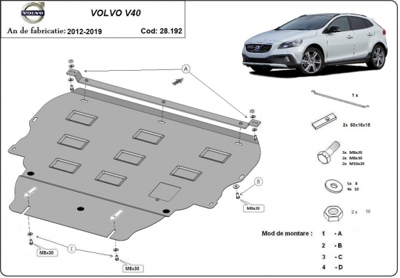 Steel sump guard for Volvo V40