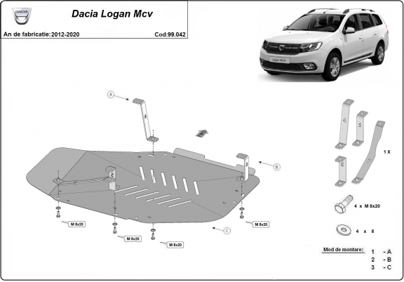 Steel fuel tank guard  for Dacia Logan II