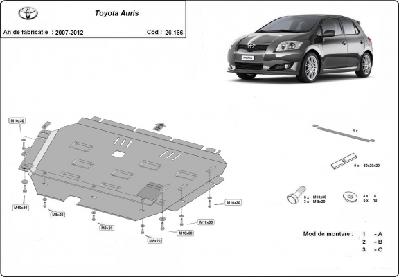 Steel sump guard for Toyota Auris