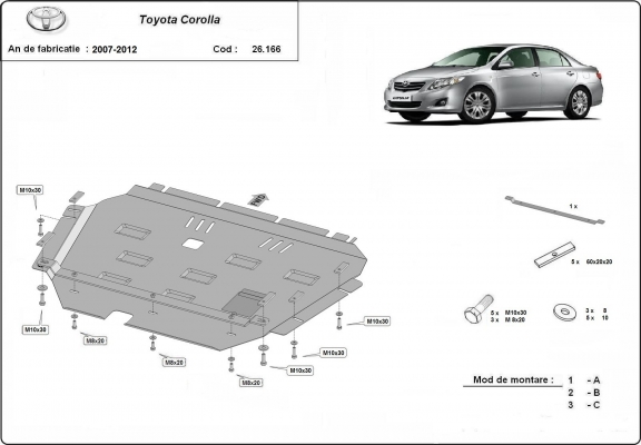 Steel sump guard for Toyota Corolla