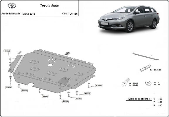 Steel sump guard for Toyota Auris
