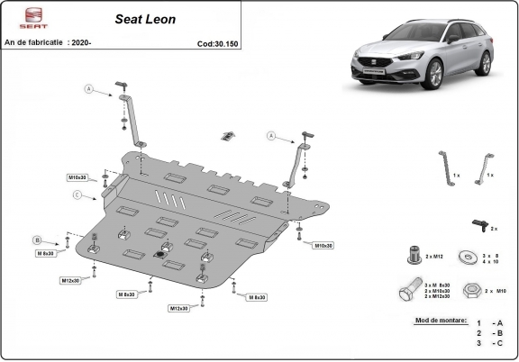 Steel sump guard for Seat Leon Mk4