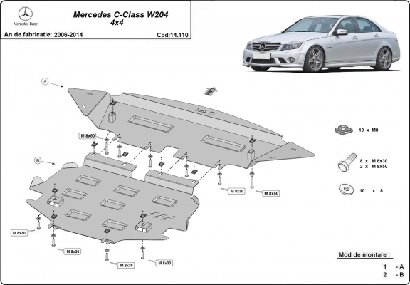 Steel sump guard for Mercedes C-Class W204 4x4