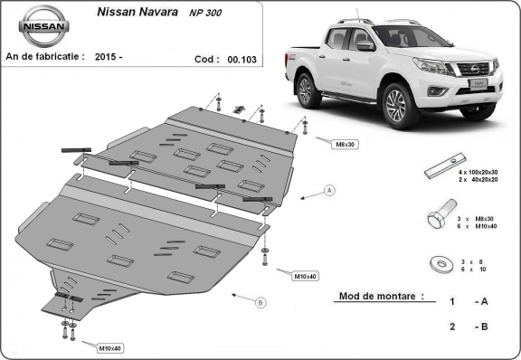 Steel gearbox guard for Nissan Navara NP300 - D23