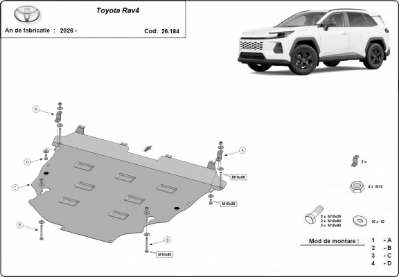 Steel sump guard for Toyota Rav4
