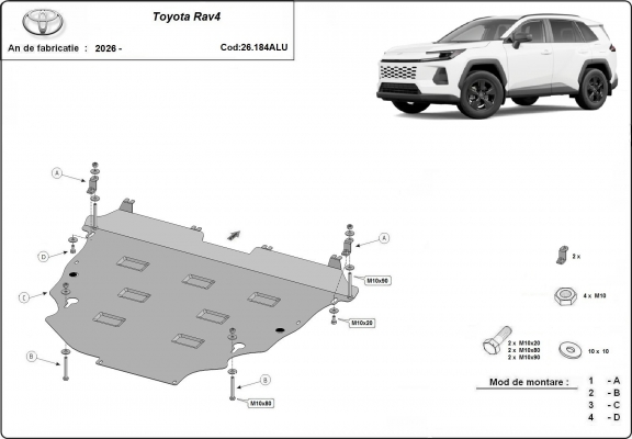 Aluminum sump guard for Toyota RAV4
