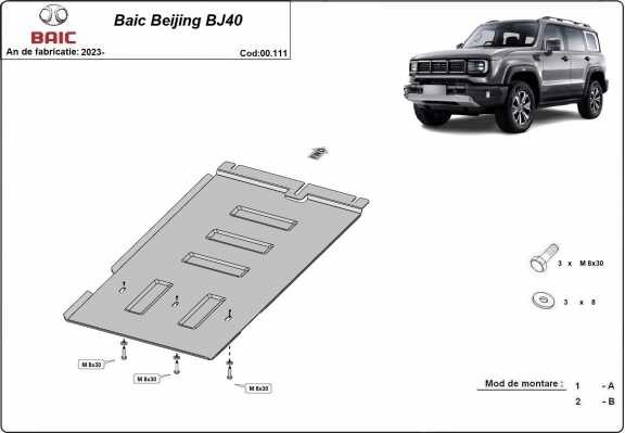 Steel gearbox guard for Baic Beijing BJ40